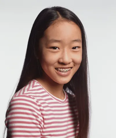 Girl smiling with braces